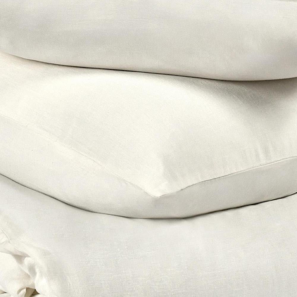 Paula 3 Piece King Duvet Set Ivory Soft Stone Washed Hemp Cotton BM331964