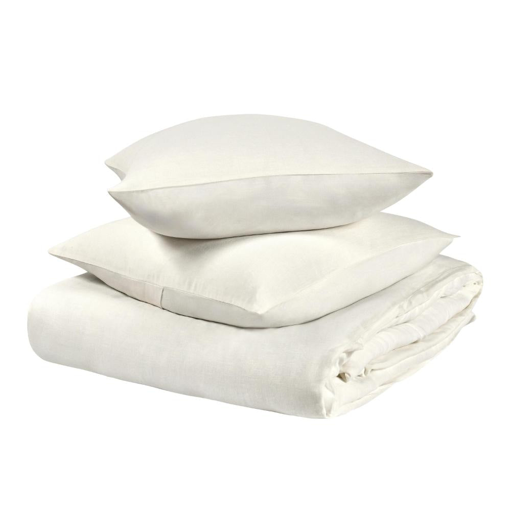 Paula 3 Piece Queen Duvet Set Ivory Extra Soft Stone Washed Hemp BM331965