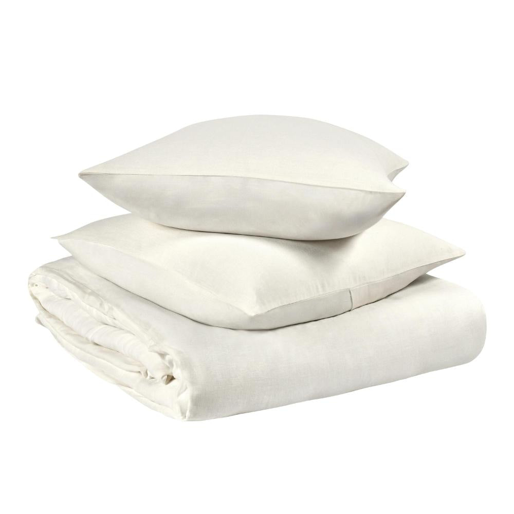 Paula 3 Piece Queen Duvet Set Ivory Extra Soft Stone Washed Hemp BM331965