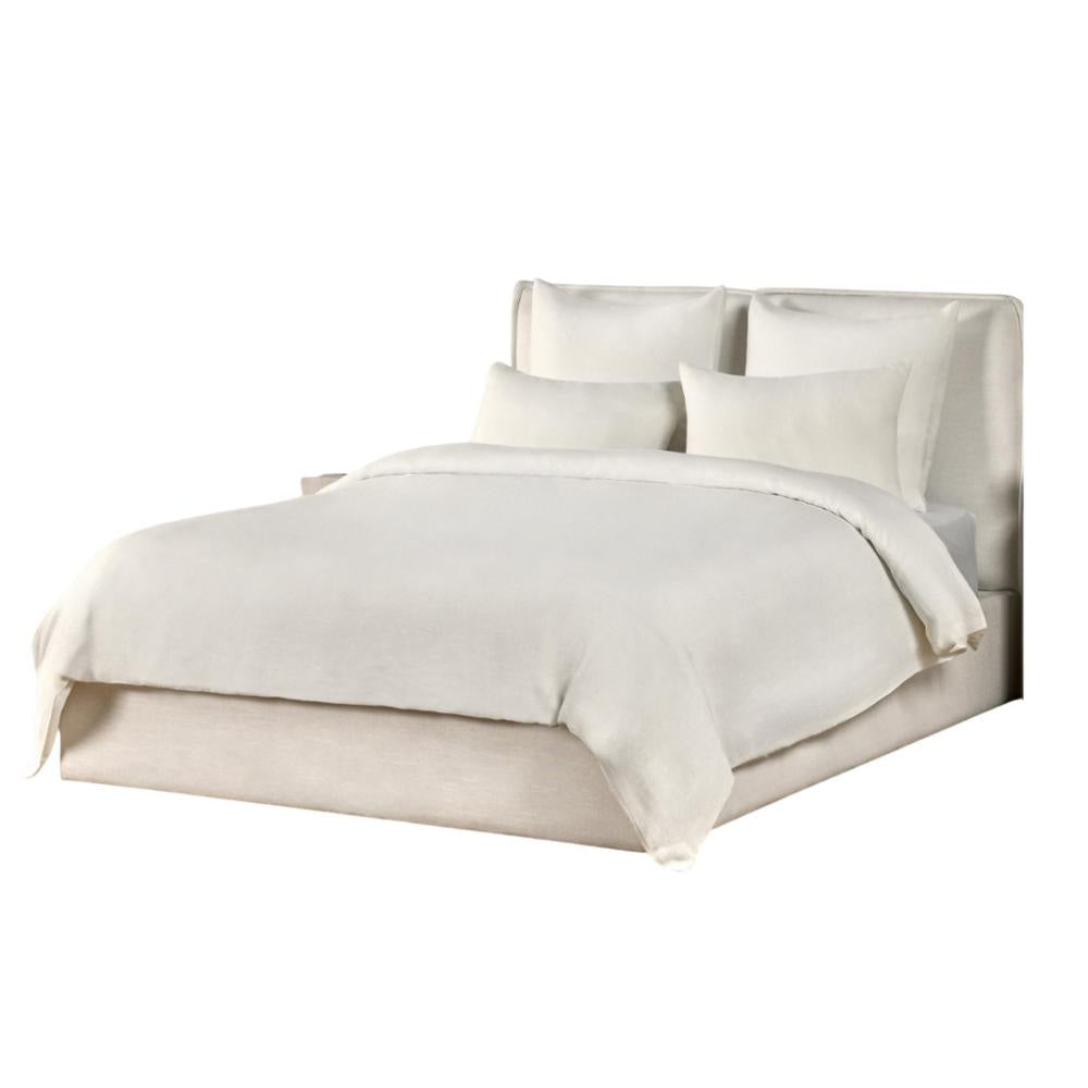 Paula 3 Piece Queen Duvet Set Ivory Extra Soft Stone Washed Hemp BM331965