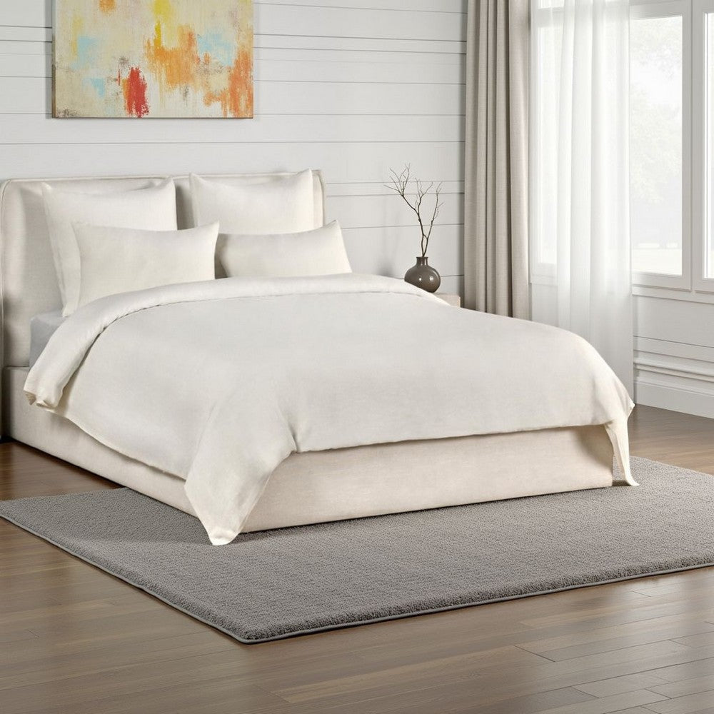 Paula 3 Piece Queen Duvet Set, Ivory Extra Soft Stone Washed Hemp
