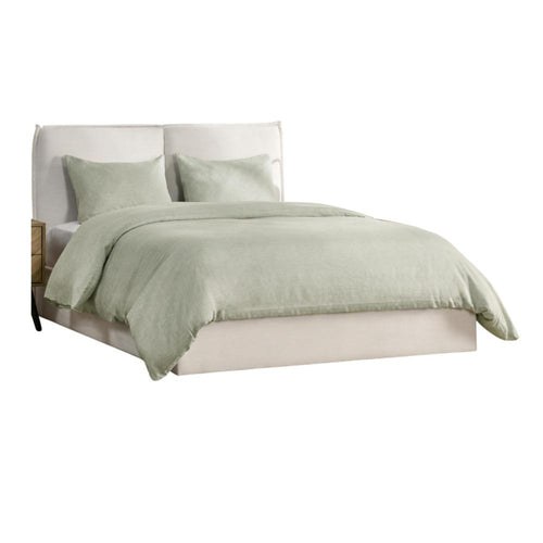Savi 3 Piece Queen Duvet Set, Sage Green Linen Cotton and Cashmere