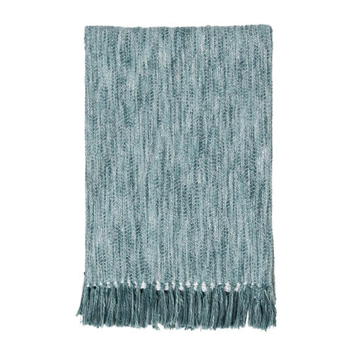 Avu Throw Blanket, 50x70 lue Cotton and Polyester, Knotted Tassels