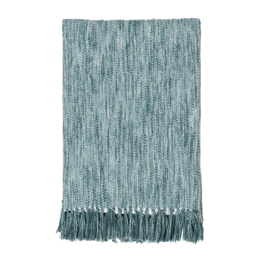 Avu Throw Blanket, 50x70 lue Cotton and Polyester, Knotted Tassels