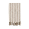 Rezza Throw Blanket 50x70 Ivory White Cotton Woven Stripes Tassels BM331980