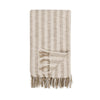 Rezza Throw Blanket 50x70 Ivory White Cotton Woven Stripes Tassels BM331980