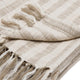 Rezza Throw Blanket 50x70 Ivory White Cotton Woven Stripes Tassels BM331980