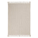 Rezza Throw Blanket, 50x70 Ivory White Cotton, Woven Stripes, Tassels