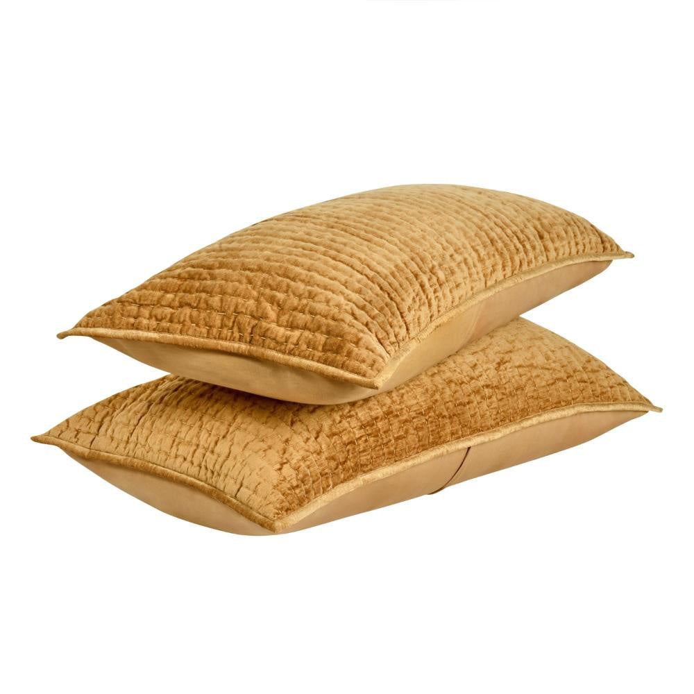 Romie Lumbar King Pillow Sham Honey Gold Rayon Velvet Cotton 20x36 BM331983
