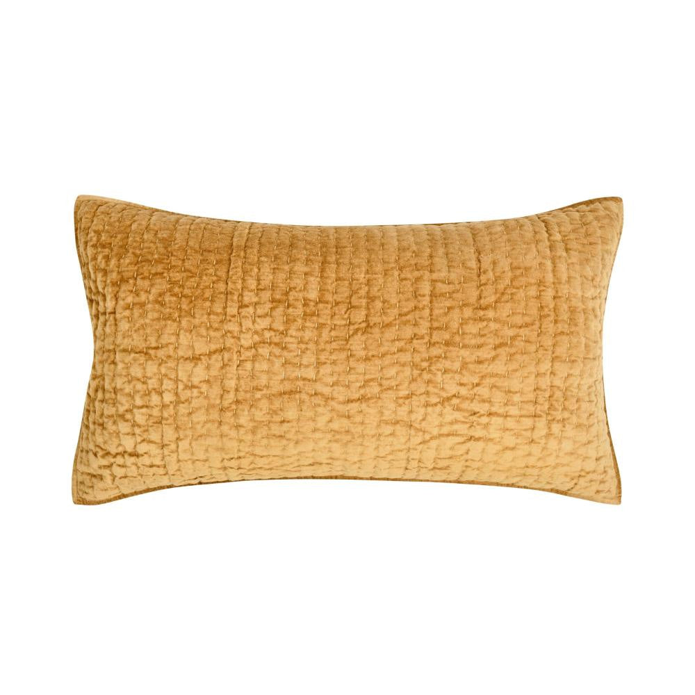 Romie Lumbar King Pillow Sham, Honey Gold Rayon Velvet, Cotton, 20x36