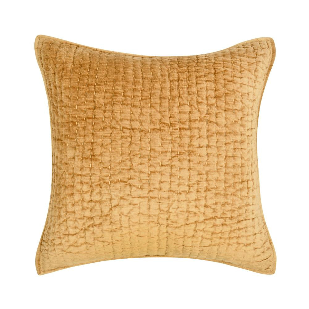 Romie Square Euro Pillow Sham, Honey Gold Rayon Velvet, Cotton 26 Inch