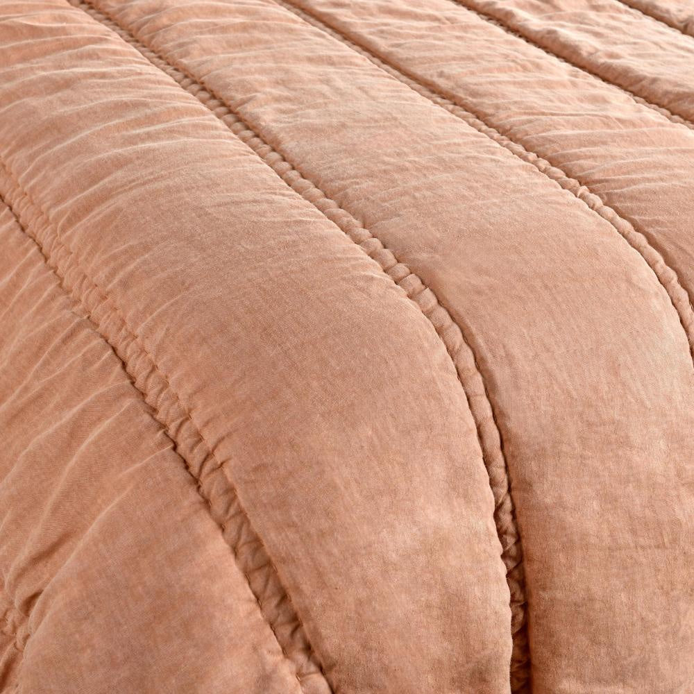 Rawi 3 Piece Queen Quilt Set Channel Stitched Clay Ramie Cotton BM331987