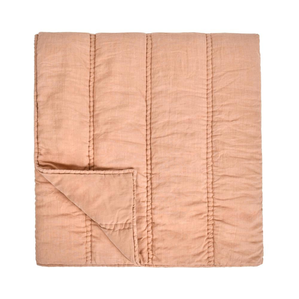 Rawi Queen Size Quilt Soft Channel Stitched Clay Ramie Fabric Cotton BM331988