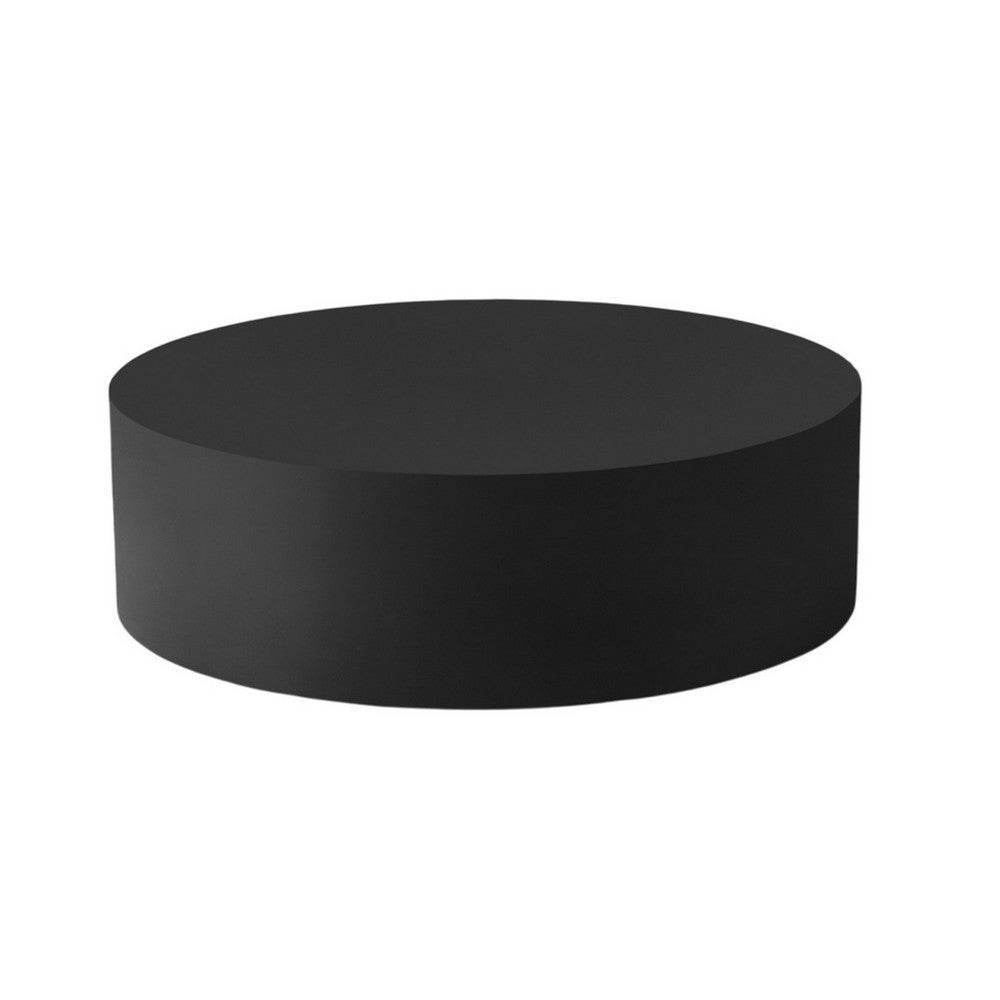 Rano Coffee Table 40 Inch Round Black Iron Top Modern Drum Shape BM331989