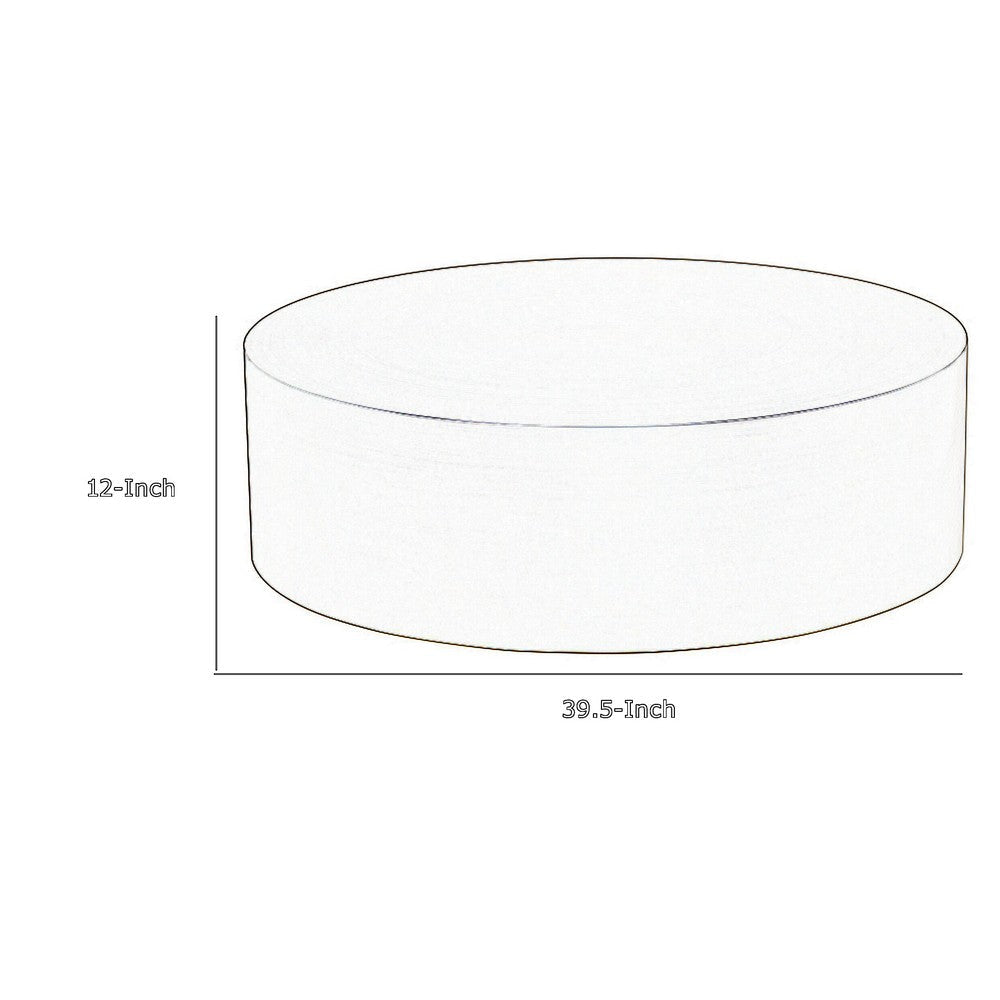 Rano Coffee Table 40 Inch Round Silver Iron Top Modern Drum Shape BM331990