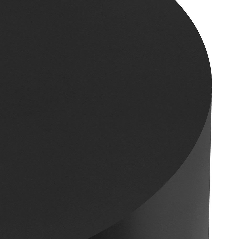Rano Side End Table 19 Inch Black Round Iron Top Modern Drum Shape BM331992