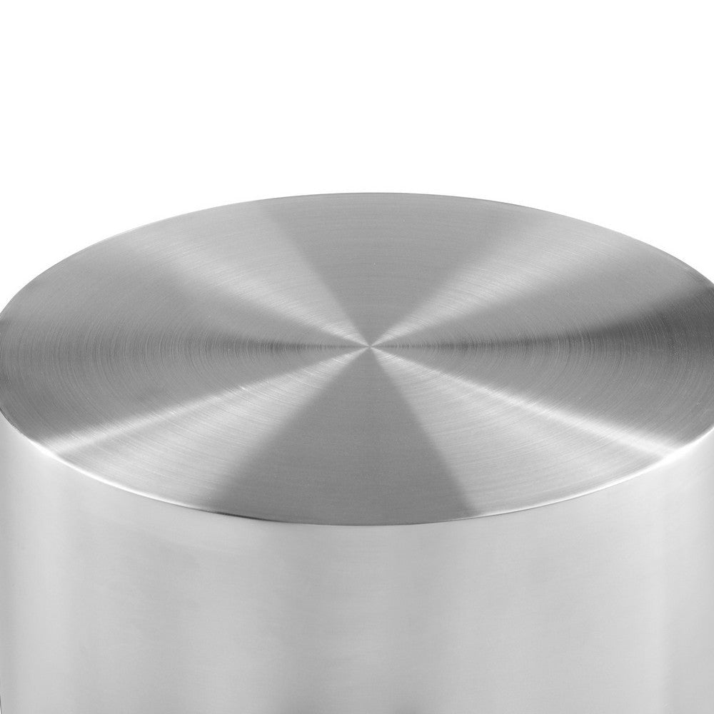 Rano Side End Table 19 Inch Silver Round Iron Top Modern Drum Shape BM331993