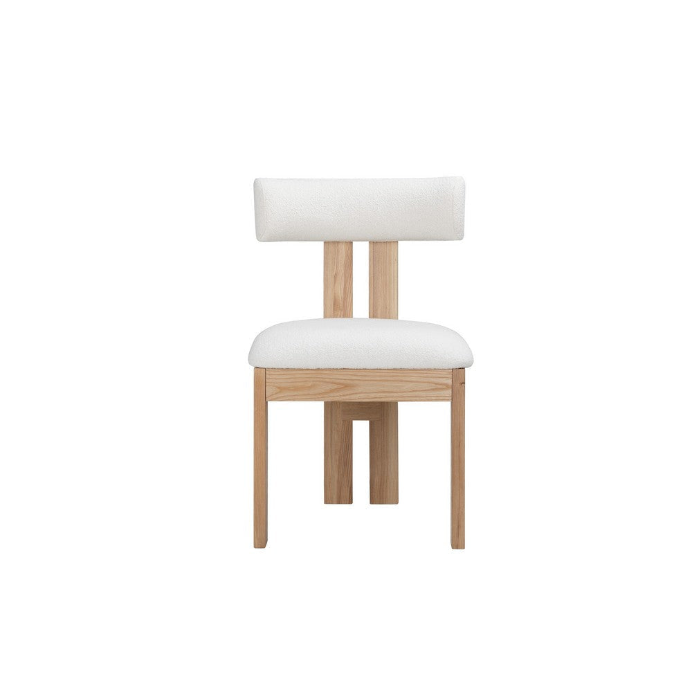 Lin Dining Side Chair Curved Backrest and White Polyester Upholstery BM331994
