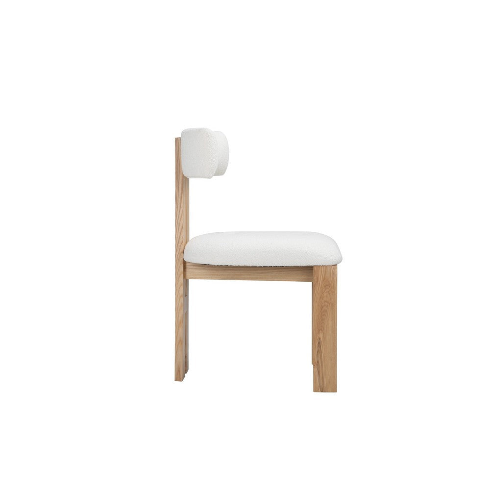 Lin Dining Side Chair Curved Backrest and White Polyester Upholstery BM331994