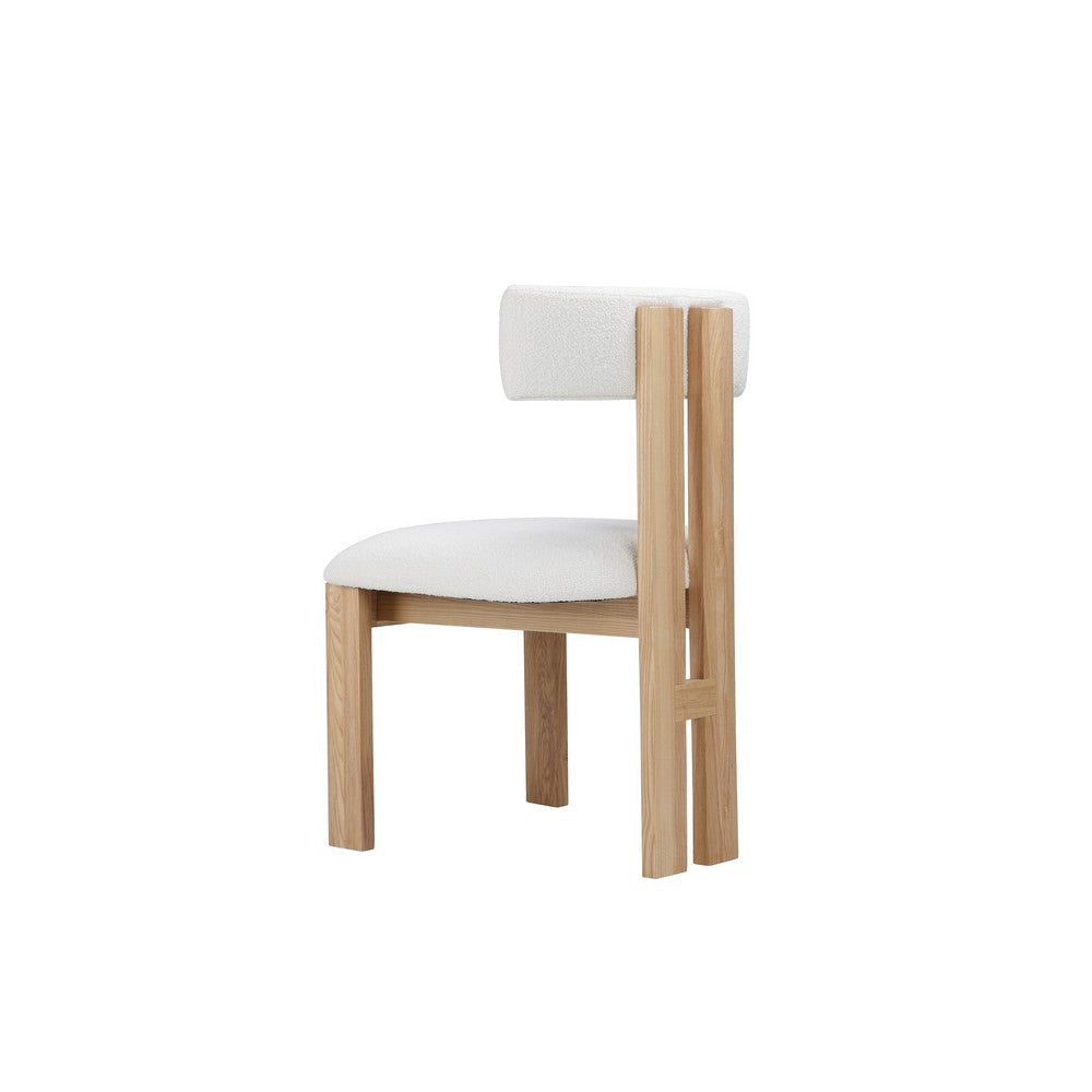 Lin Dining Side Chair Curved Backrest and White Polyester Upholstery BM331994