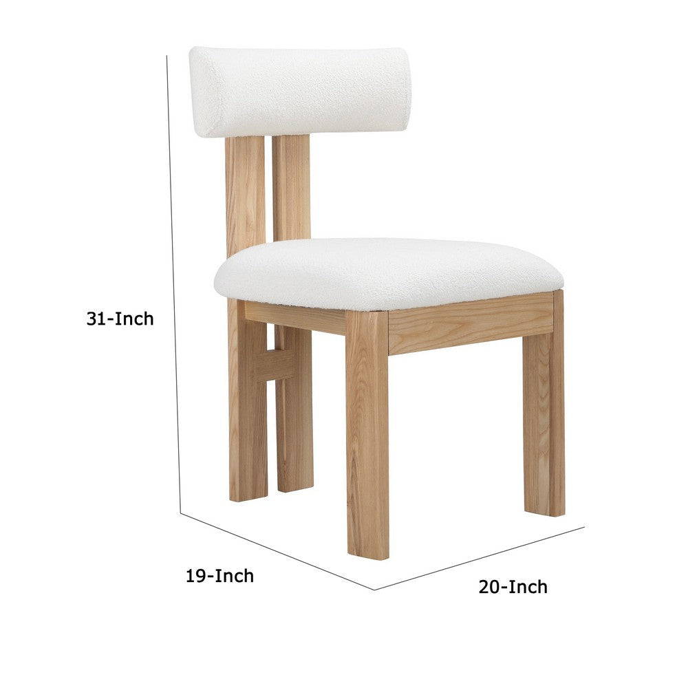 Lin Dining Side Chair Curved Backrest and White Polyester Upholstery BM331994