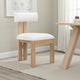 Lin Dining Side Chair, Curved Backrest and White Polyester Upholstery