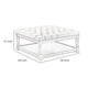 Xena Coffee Table 36 Inch Tufted Frost Gray Upholstery Solid Wood BM331996