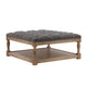Xena Coffee Table, 36 Inch Tufted Frost Gray Upholstery, Solid Wood