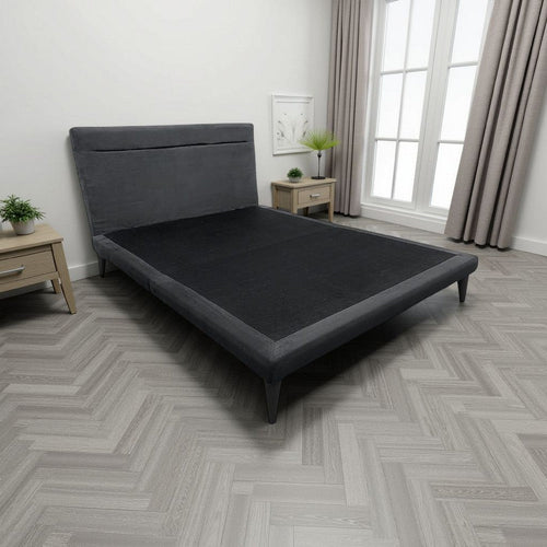 Blor California King Platform Bed, Dark Gray Polyester Upholstered