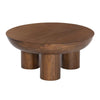 Lisw Coffee Table 35 Inch Modern Brown Solid Mango Wood Round Top BM332011