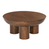 Lisw Coffee Table, 35 Inch Modern Brown Solid Mango Wood Round Top
