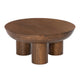 Lisw Coffee Table, 35 Inch Modern Brown Solid Mango Wood Round Top