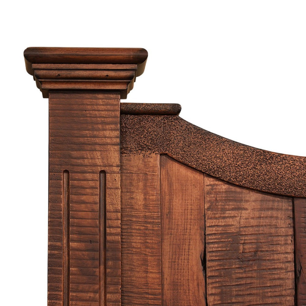 Bry King Size Bed Classic Dark Brown Rustic Mango and Pine Wood Frame