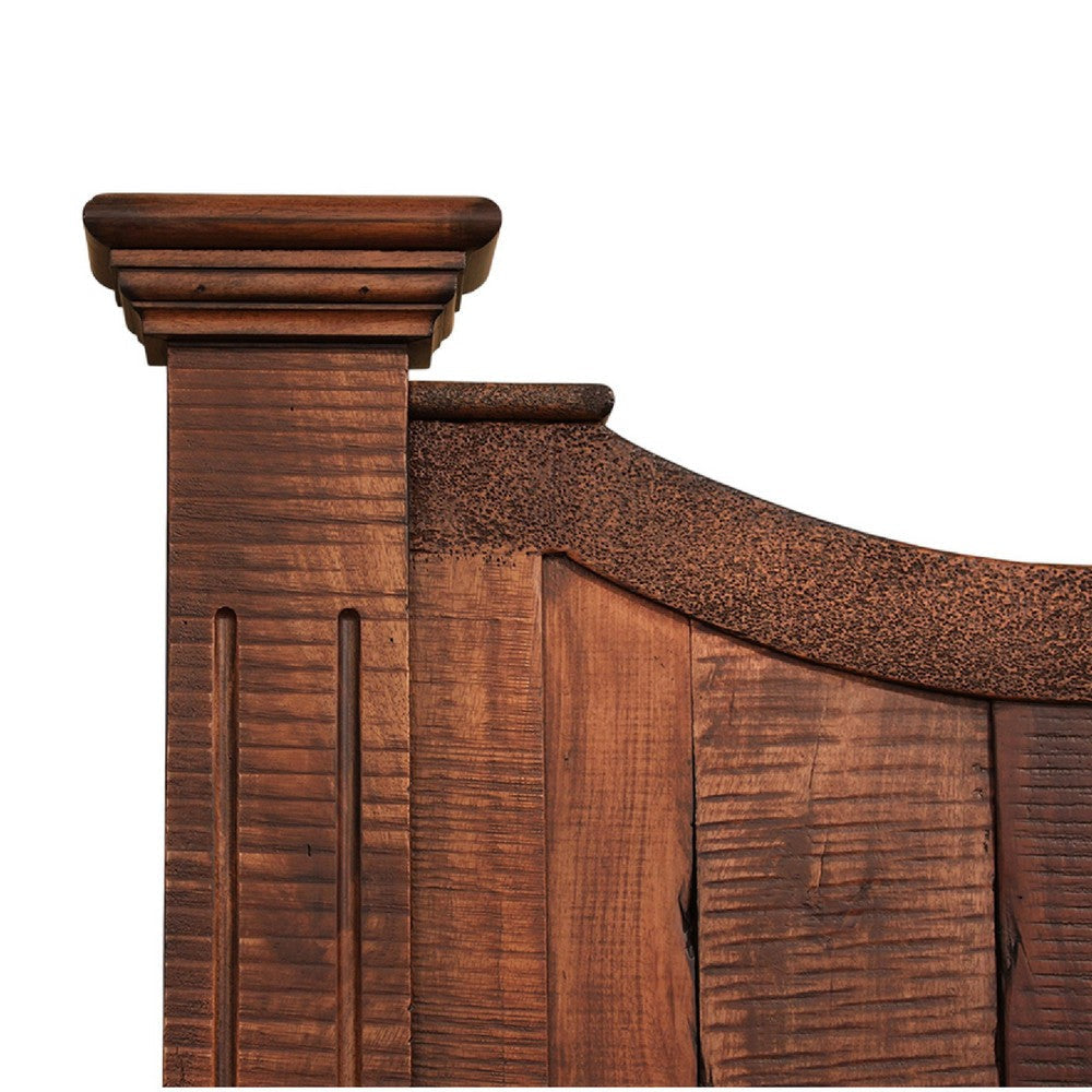 Bry Queen Size Bed Classic Dark Brown Rustic Mango and Pine Wood