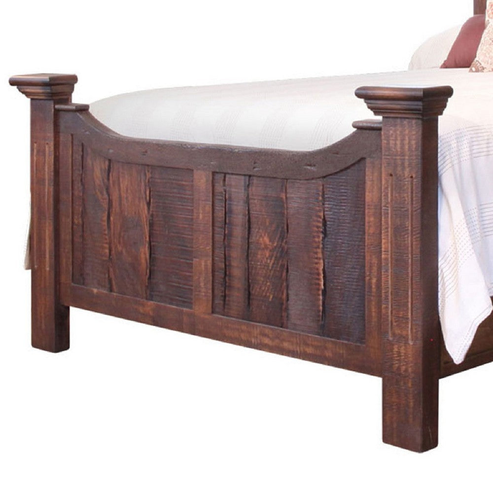 Bry Queen Size Bed Classic Dark Brown Rustic Mango and Pine Wood