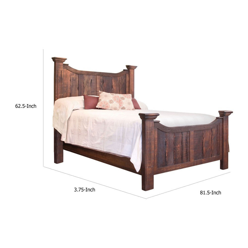 Bry Queen Size Bed Classic Dark Brown Rustic Mango and Pine Wood
