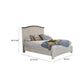 Ata Queen Size Bed Farmhouse Antique White and Brown Solid Pine Wood