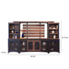 Ata Wall Media TV Stand with Shelves Black Brown Pine Wood BM332026