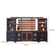 Ata Wall Media TV Stand with Shelves Black Brown Pine Wood BM332026