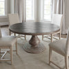 Ian Dining Table, Brown Solid Pine Wood, Pedestal Base, Round 63 Inch