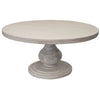 Ian Dining Table Ivory Solid Pine Wood Pedestal Base Round 63 Inch
