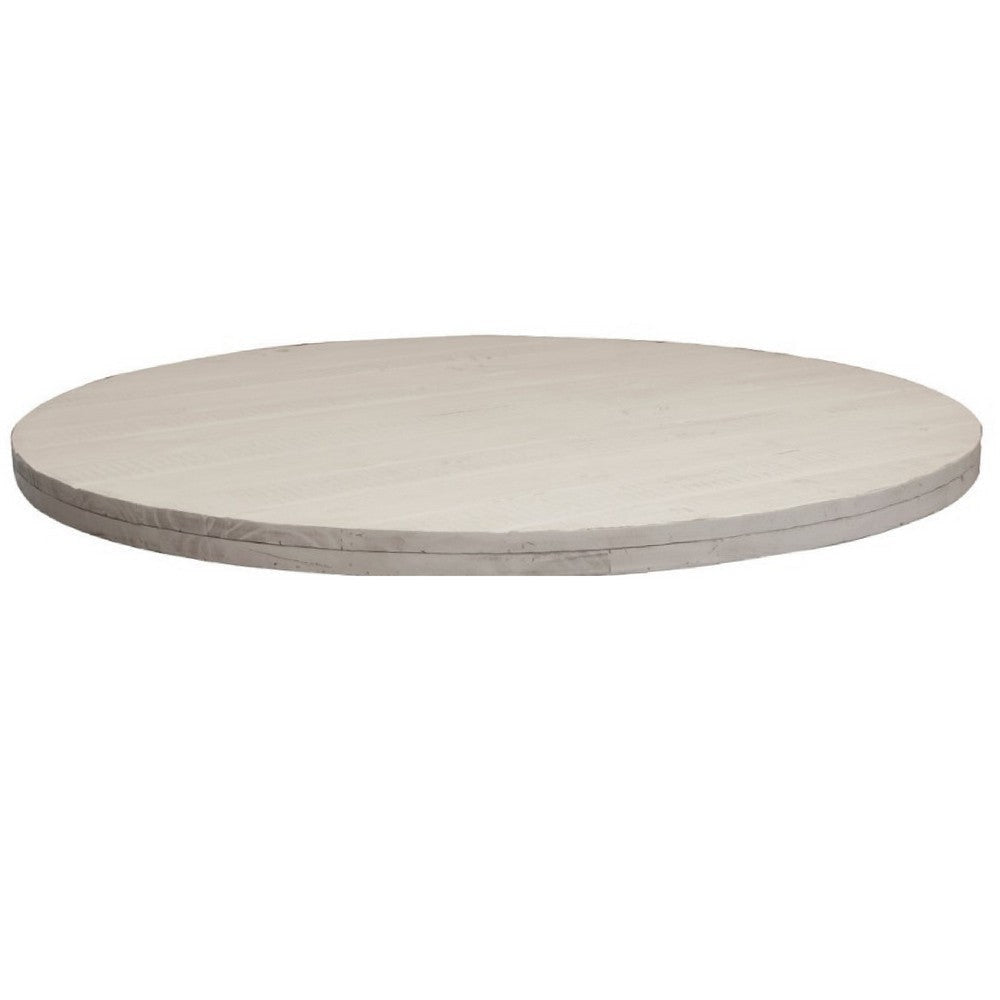 Ian Dining Table Ivory Solid Pine Wood Pedestal Base Round 63 Inch