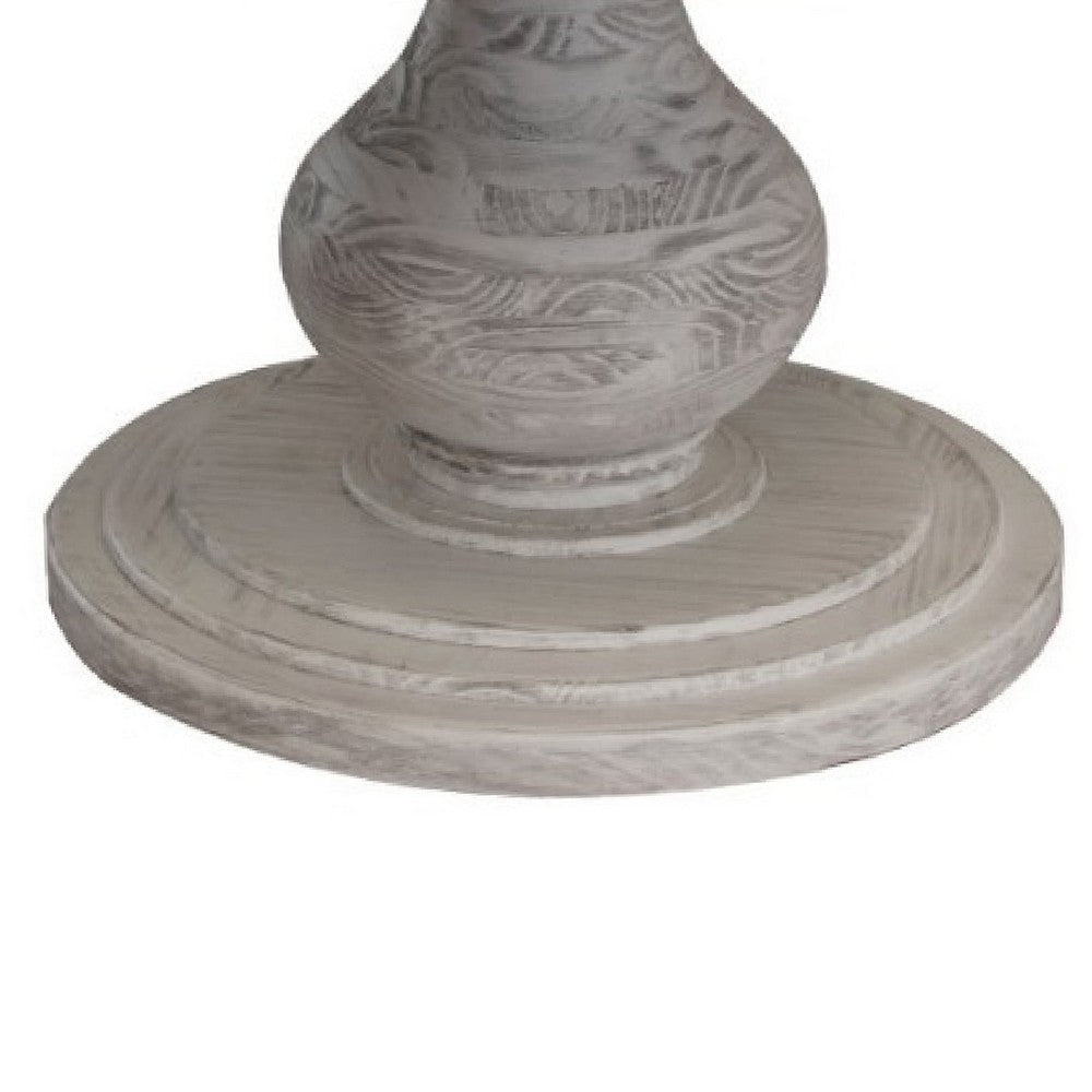 Ian Dining Table Ivory Solid Pine Wood Pedestal Base Round 63 Inch