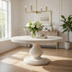 Ian Dining Table, Ivory Solid Pine Wood, Pedestal Base, Round 63 Inch