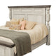 Sim King Size Bed Antique White and Weathered Gray Solid Pine Wood