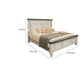 Sim King Size Bed Antique White and Weathered Gray Solid Pine Wood