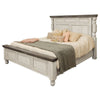 Sim Queen Size Bed Antique White and Weathered Gray Solid Pine Wood