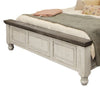Sim Queen Size Bed Antique White and Weathered Gray Solid Pine Wood