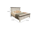 Sim Queen Size Bed Antique White and Weathered Gray Solid Pine Wood