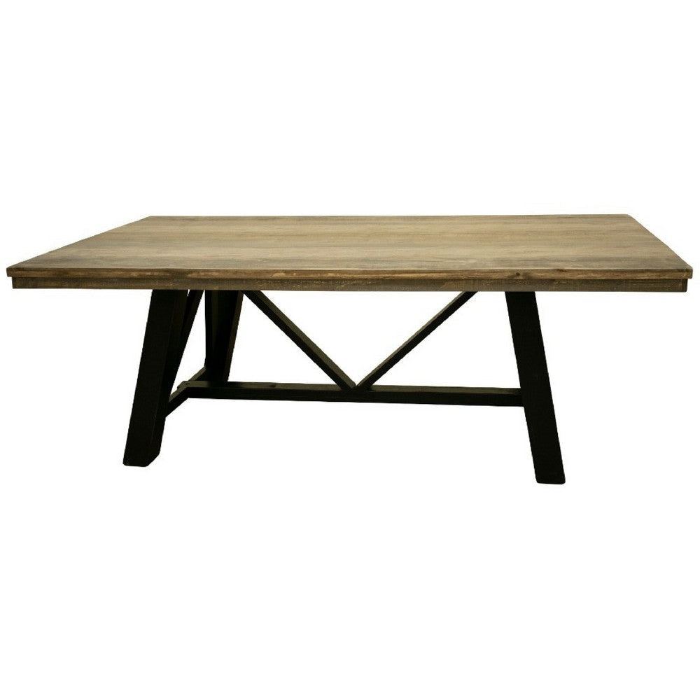 Ross Dining Table Rich Brown Black Mango Wood Rectangular 78 Inch BM332036